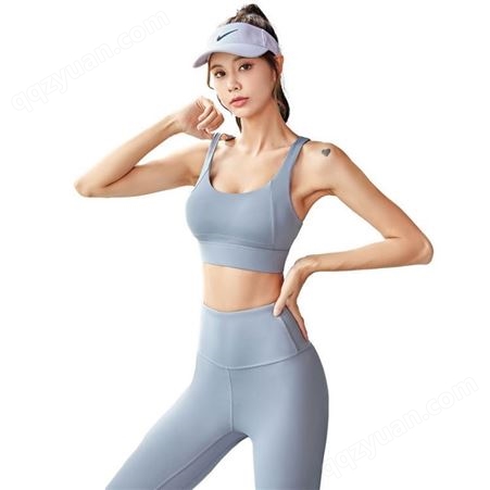 运动内衣女新款美背交叉可调节排扣瑜伽文胸高强度防震健身背心女