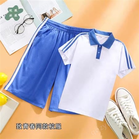 致青春2同款校服订做蓝白短袖t恤两件套学院风韩版高中毕业班服