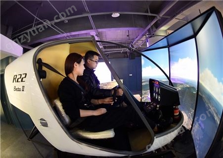 动感R22 R44直升机飞行模拟器 双人飞机驾驶模拟器 航空研学教育设备