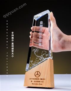 艺创奖牌款式齐全木质水晶年度颁奖荣誉证书奖杯W20*H25cm